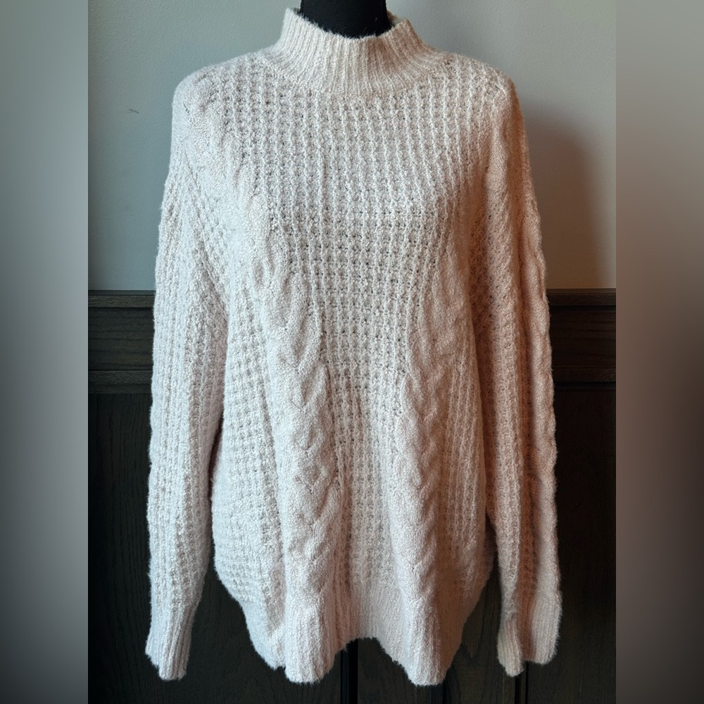 Sonoma Pale Pink Cable Knit Turtleneck Sweater XL